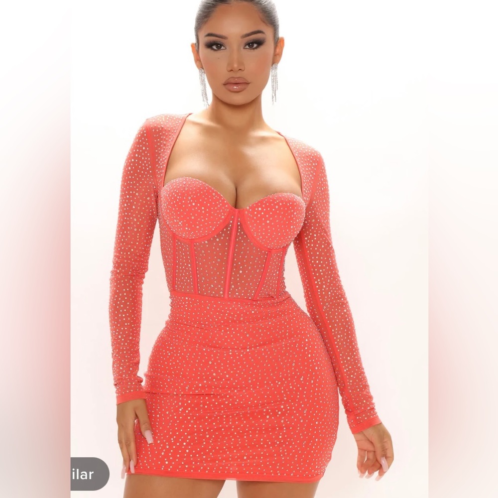 “All glam rhinestone mini dress”